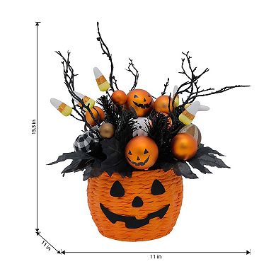 Celebrate Together™ Halloween Wicker Jack O Lantern Botanical Arrangement