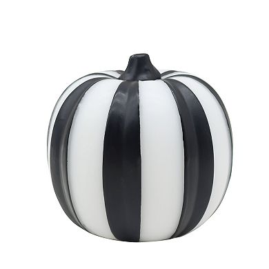 Celebrate Together™ Halloween Black & White Stripe Pumpkin LED Candle