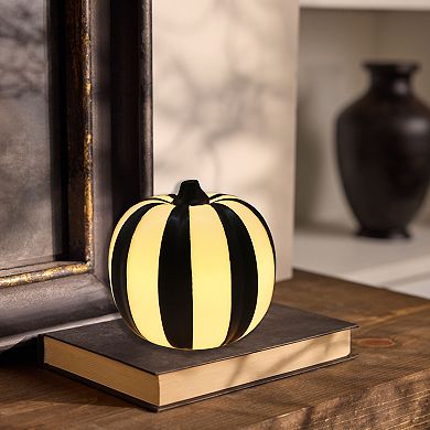Celebrate Together™ Halloween Black & White Stripe Pumpkin LED Candle