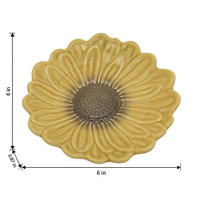 Everyday Decor Shaped Sunflower Ceramic Tray Table Decor