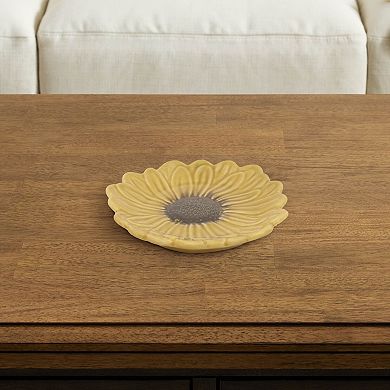 Everyday Decor Shaped Sunflower Ceramic Tray Table Decor