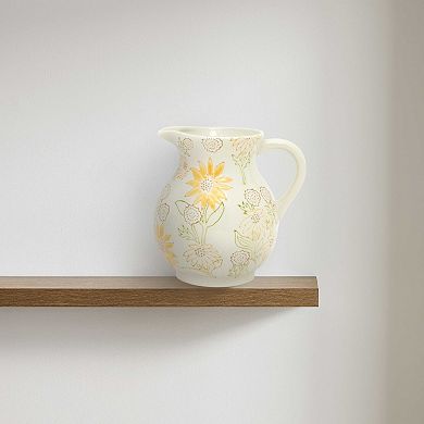 Everyday Decor Sunflower Stamped Ceramic Pitcher Table Decor