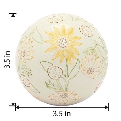 Everyday Decor Sunflower Stamped Ceramic Orb Table Decor