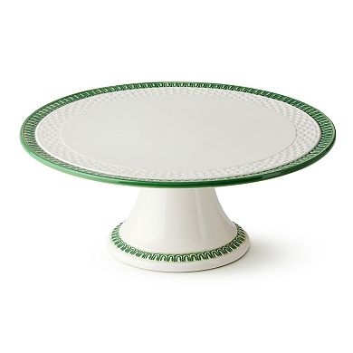 Certified International Le Jardin Embossed Rattan Footed Cake Plate