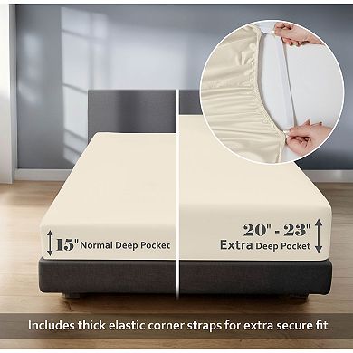 SUPERIOR Egyptian Cotton 650 Thread Count Extra Deep Pocket Fitted Sheet