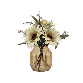 Sonoma Goods For Life® Artificial Sunflower Arrangement in Brown Glass Vase