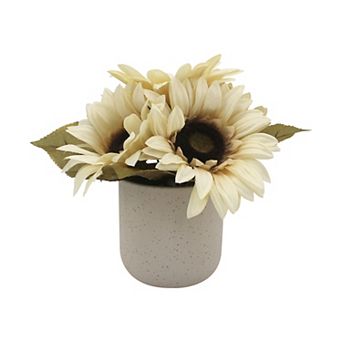 Everyday Decor Artificial Sunflower Arrangement in Neutral Ceramic Vase