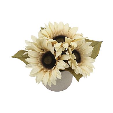 Everyday Decor Artificial Sunflower Arrangement in Neutral Ceramic Vase