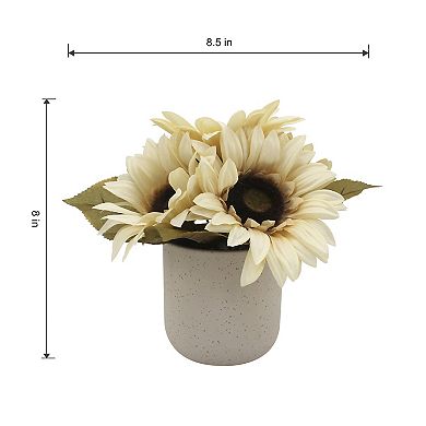 Everyday Decor Artificial Sunflower Arrangement in Neutral Ceramic Vase