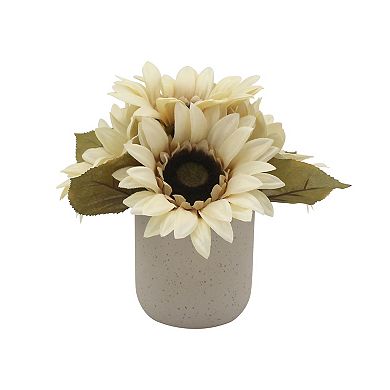 Everyday Decor Artificial Sunflower Arrangement in Neutral Ceramic Vase
