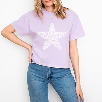 Starfish Mandala - Women's Boxy Crop Top Graphic T-Shirt