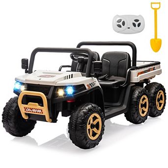 24V 6-Wheel Ride-on Dump Truck, 2-Seater 4WD Electric UTV with Remote, Dump Bed & Shovel, Music, LED