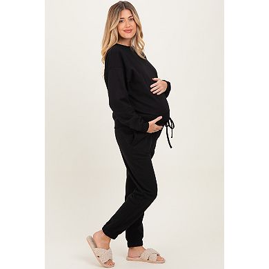 Maternity Fleece Long Sleeve Pullover & Jogger Set
