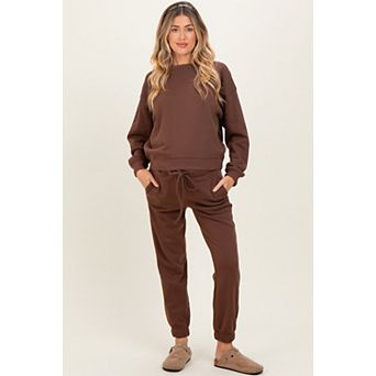 Maternity Fleece Long Sleeve Pullover & Jogger Set