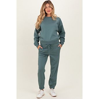 Maternity Fleece Long Sleeve Pullover & Jogger Set