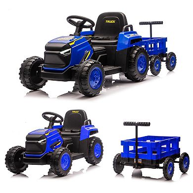 Toddlers Ride on 12V Electric Tractor with Detachable Garden Cart