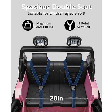2 Seater Ride On Car, 24V 2x200W Battery Powered Electric Vehicles w/ 20" Wide Adjustable Seat