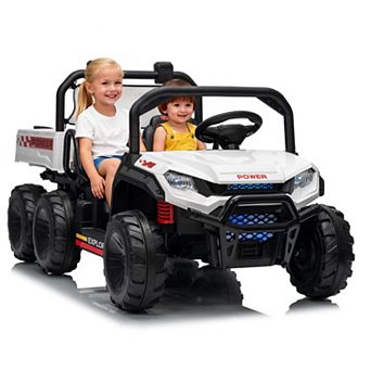 24V 2 Seater Ride on Dump Truck,4WD Electric Car with Remote Control,Dump Bed,RideToy for Boy & Girl