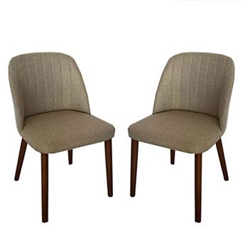 Mid-Century Farmhouse Wood Armchair with Rattan Back and Linen Cushion