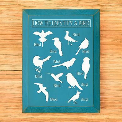 Decorative Wood Wall Sign 9x12 Bird Identification Quote Art
