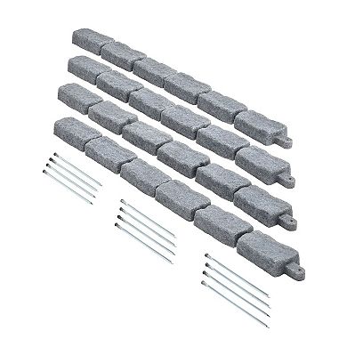 Cobble Stone Landscape Edging Set 4-Pack PE Plastic Panels for Garden Beds Walkways or Pool Edges