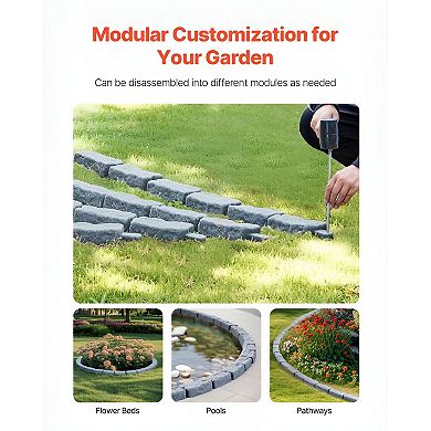 Cobble Stone Landscape Edging Set 4-Pack PE Plastic Panels for Garden Beds Walkways or Pool Edges