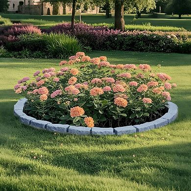 Cobble Stone Landscape Edging Set 4-Pack PE Plastic Panels for Garden Beds Walkways or Pool Edges