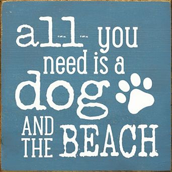 Dog and Beach Wood Sign 7x7 in Coastal Wall or Shelf Decor for Dog Lovers
