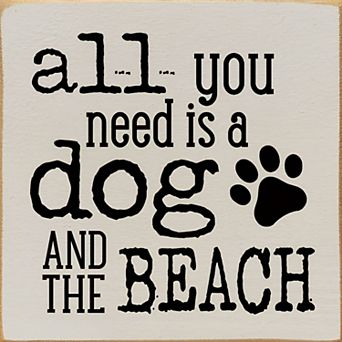 Dog and Beach Wood Sign 7x7 in Coastal Wall or Shelf Decor for Dog Lovers
