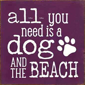 Dog and Beach Wood Sign 7x7 in Coastal Wall or Shelf Decor for Dog Lovers
