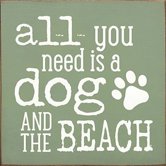 Dog and Beach Wood Sign 7x7 in Coastal Wall or Shelf Decor for Dog Lovers