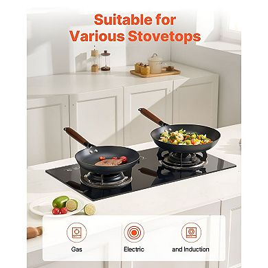 Cast Iron Skillet Set 8, 10, 12 Inch Nonstick Honeycomb Surface for Frying and Searing - Black