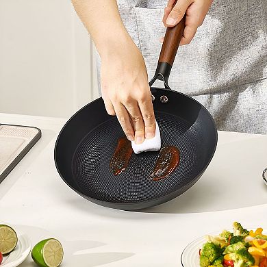 Cast Iron Skillet Set 8, 10, 12 Inch Nonstick Honeycomb Surface for Frying and Searing - Black