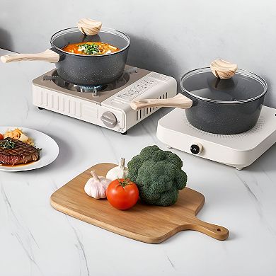 Aluminum Saucepan Nonstick with Detachable Handle and Tempered Glass Lid - 1 Piece