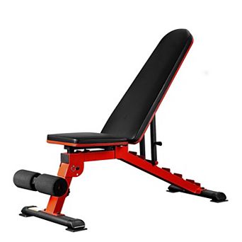 Adjustable Weight Bench for Home Gym Foldable Bench with Multiple Positions - Red and Black