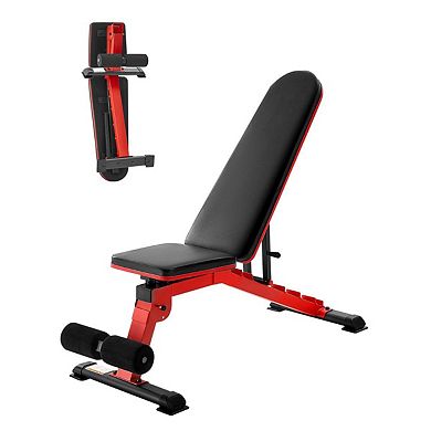 Adjustable Weight Bench for Home Gym Foldable Bench with Multiple Positions - Red and Black