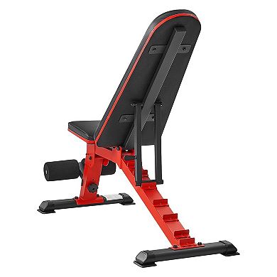 Adjustable Weight Bench for Home Gym Foldable Bench with Multiple Positions - Red and Black