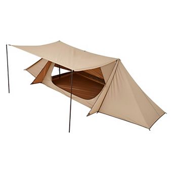 Brown Triangle Hot Tent 177.2 x 82.7 in with Stove Port for Solo or Small Group Fall Winter Camping
