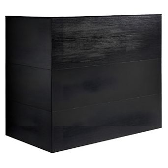 Black L-Shaped Reception Desk with Drawer Cabinet and Keyboard Tray for Office or Retail Counter