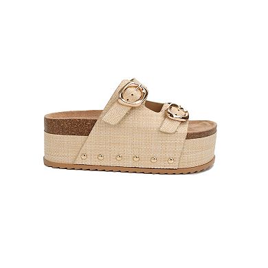 Yoki Camila-61 Women's Platform Studded Double Buckle Sandals