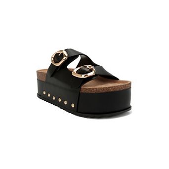 Yoki Camila-61 Women's Platform Studded Double Buckle Sandals