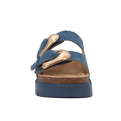 Yoki Carissa Women's Slip-On Chunky Double Buckle Sandals
