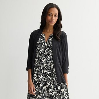 Women's Croft & Barrow® 3/4 Sleeve Knit Cardigan
