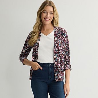 Women's Croft & Barrow® 3/4 Sleeve Knit Cardigan