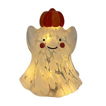 Celebrate Together™ Halloween LED Confetti Glass Ghost with Pumpkin Hat Table Decor