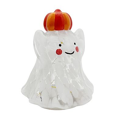 Celebrate Together™ Halloween LED Confetti Glass Ghost with Pumpkin Hat Table Decor