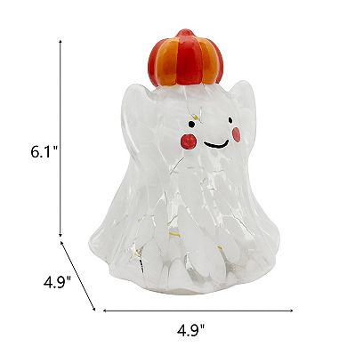 Celebrate Together™ Halloween LED Confetti Glass Ghost with Pumpkin Hat Table Decor