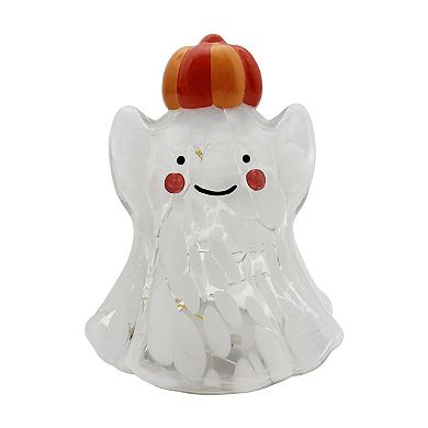 Celebrate Together™ Halloween LED Confetti Glass Ghost with Pumpkin Hat Table Decor