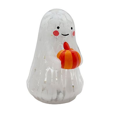 Celebrate Together™ Halloween LED Confetti Glass Ghost with Pumpkin Table Decor