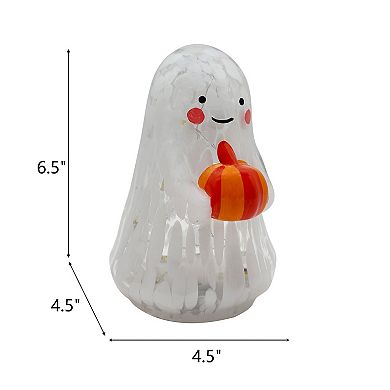 Celebrate Together™ Halloween LED Confetti Glass Ghost with Pumpkin Table Decor